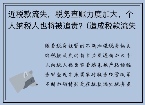 近税款流失，税务查账力度加大，个人纳税人也将被追责？(造成税款流失的处罚)